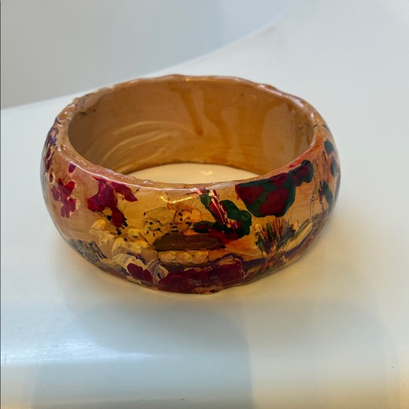 Wood Hand Painted Bangle Bracelet - Picture 3 of 4